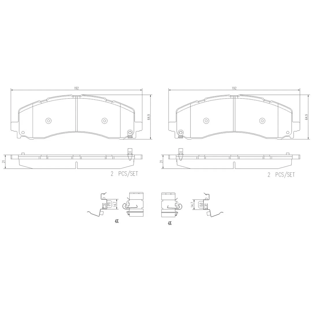 P23195N – BREMBO Brake Pad, FMSI Number D2225-9464 Ceramic Set Of 4 With Brake Lubricant/ Pad Wear Sensor/ Mounting H...